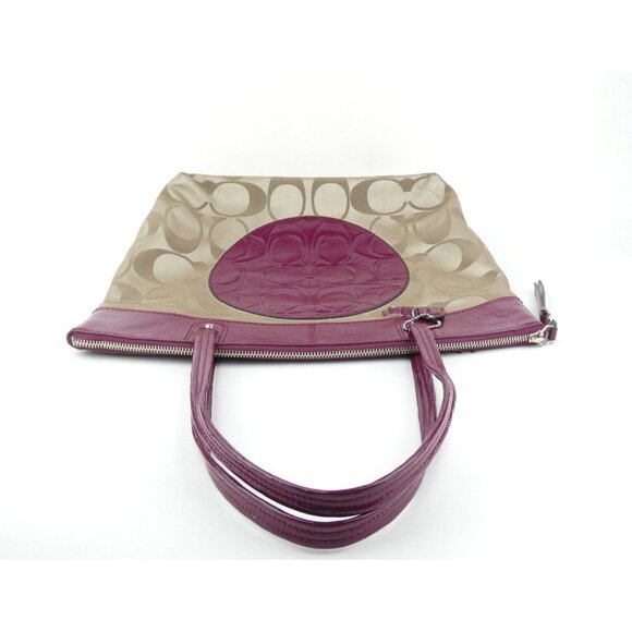 Coach Laura Signature Khaki Berry Tote F18335 - Picture 5 of 16